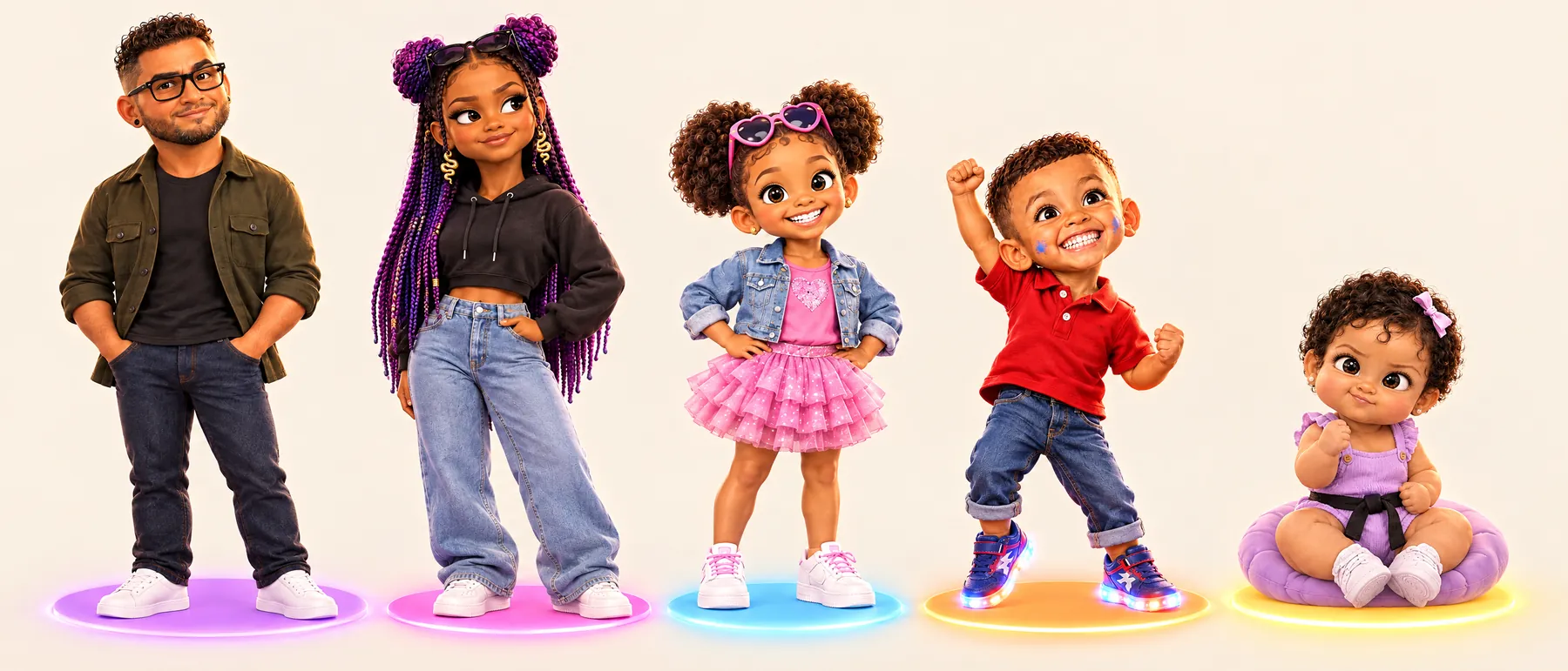 Dada, Mamá, CamBam, Jaziel and Evaluna